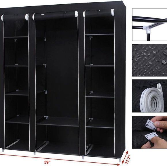 SONGMICS 59 Inch Portable Clothes Closet Wardrobe - Picture 11 of 14